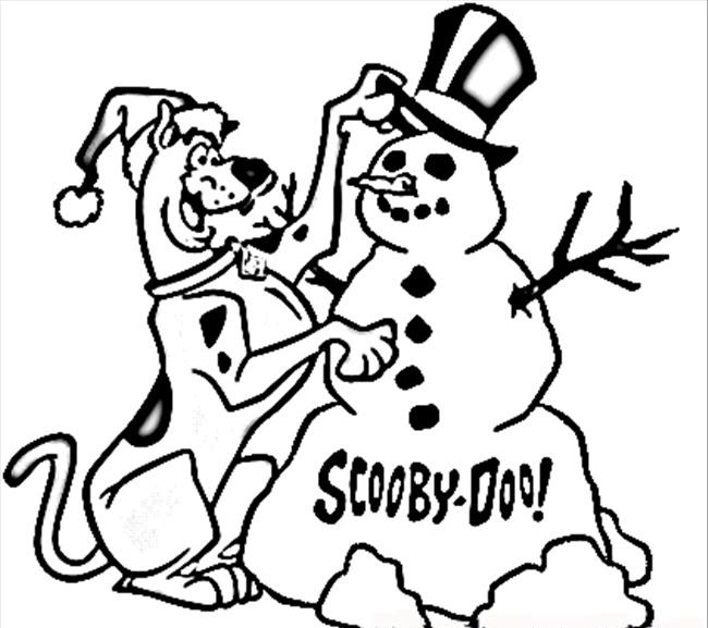 Online coloring book: Scooby and the snowman coloring page
